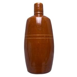 Vintage‎ Brown Glazed Pottery Vase Bottle Decor Farmhouse Decor 8.5"